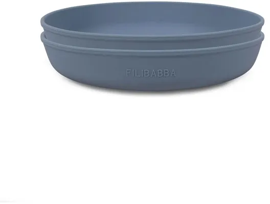 Filibabba Silikonteller 2er-Pack - Puderblau